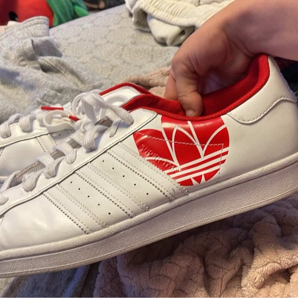 adidas | Shoes | Adidas White Sneakers With Red Logo | Poshmark
